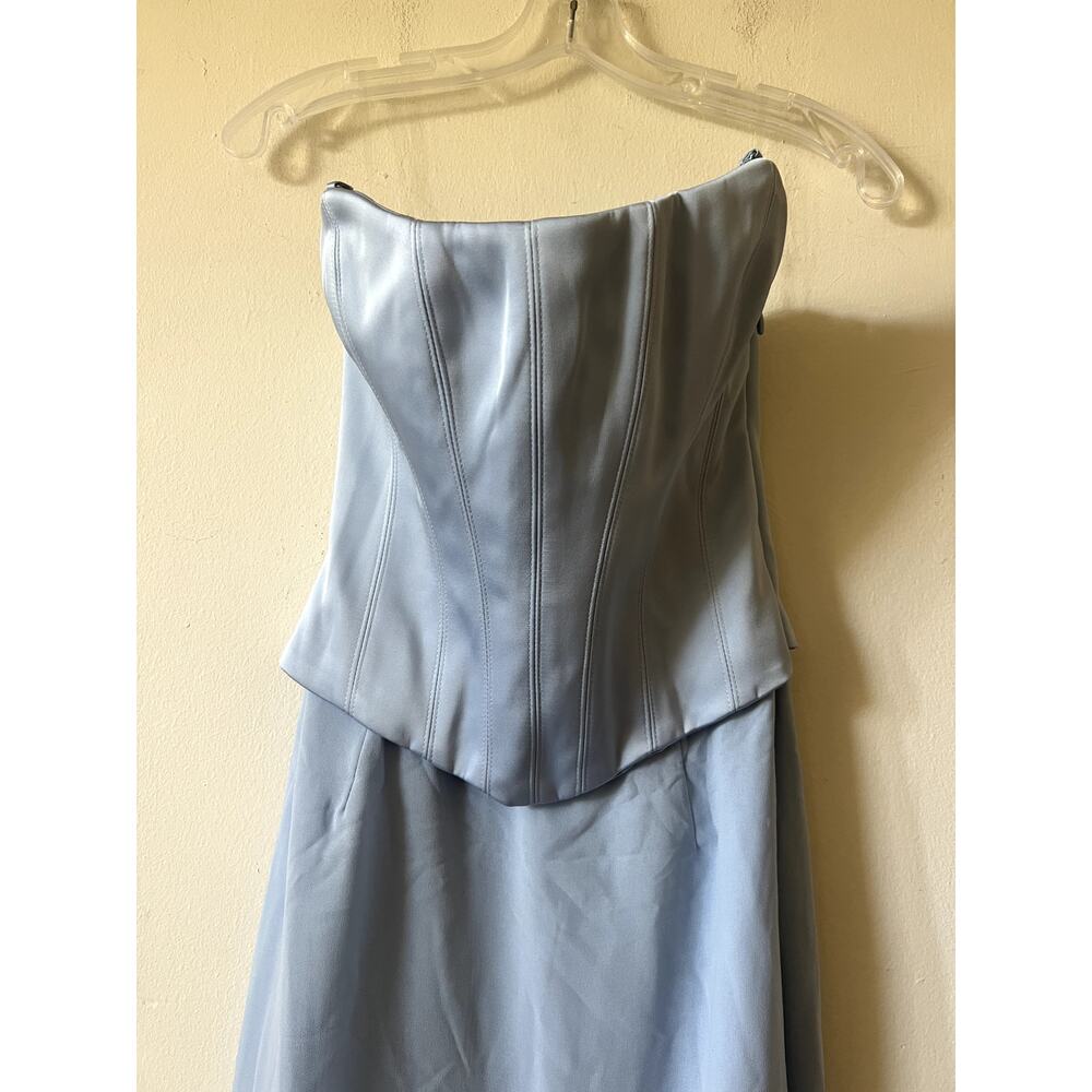 Oh Polly Avielle Satin Corset Bridesmaid Maxi Dress Sky Blue Size 2 New - Picture 6 of 9